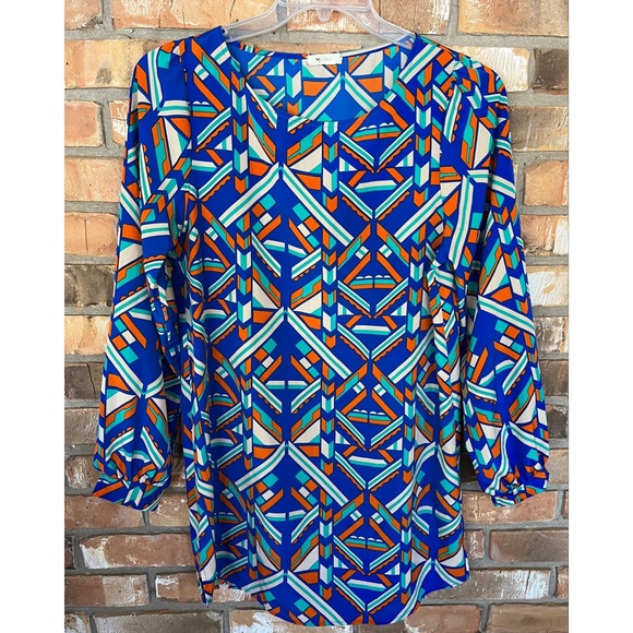Everly Women’s Blue Aztec Shift Dress Size Medium - Picture 6 of 8